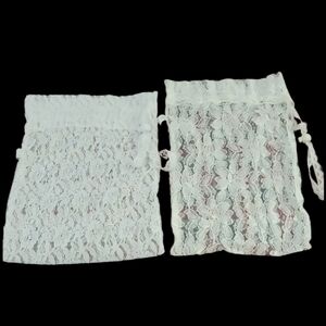 Set Of 2 White Lace Drawstring Bags